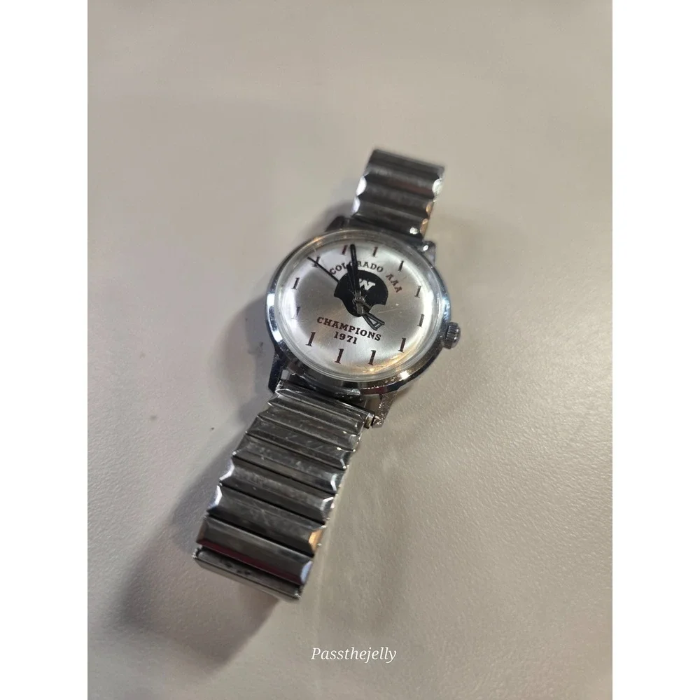 Vtg Colorado AAA Champions 1971 Automatic Watch Mens Silver Dial